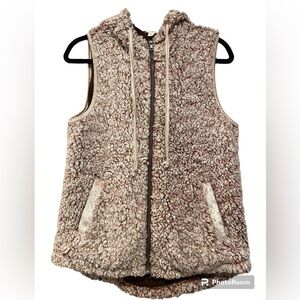 Hem & thread pink blush gold hooded vest size Small